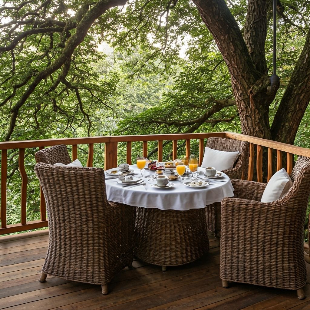Balcony breakfast with mountain views