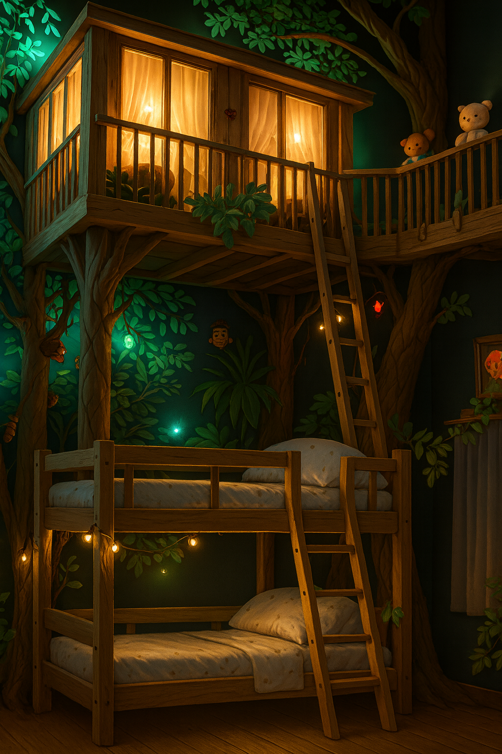 Spacious Family Treehouse with separate children's area