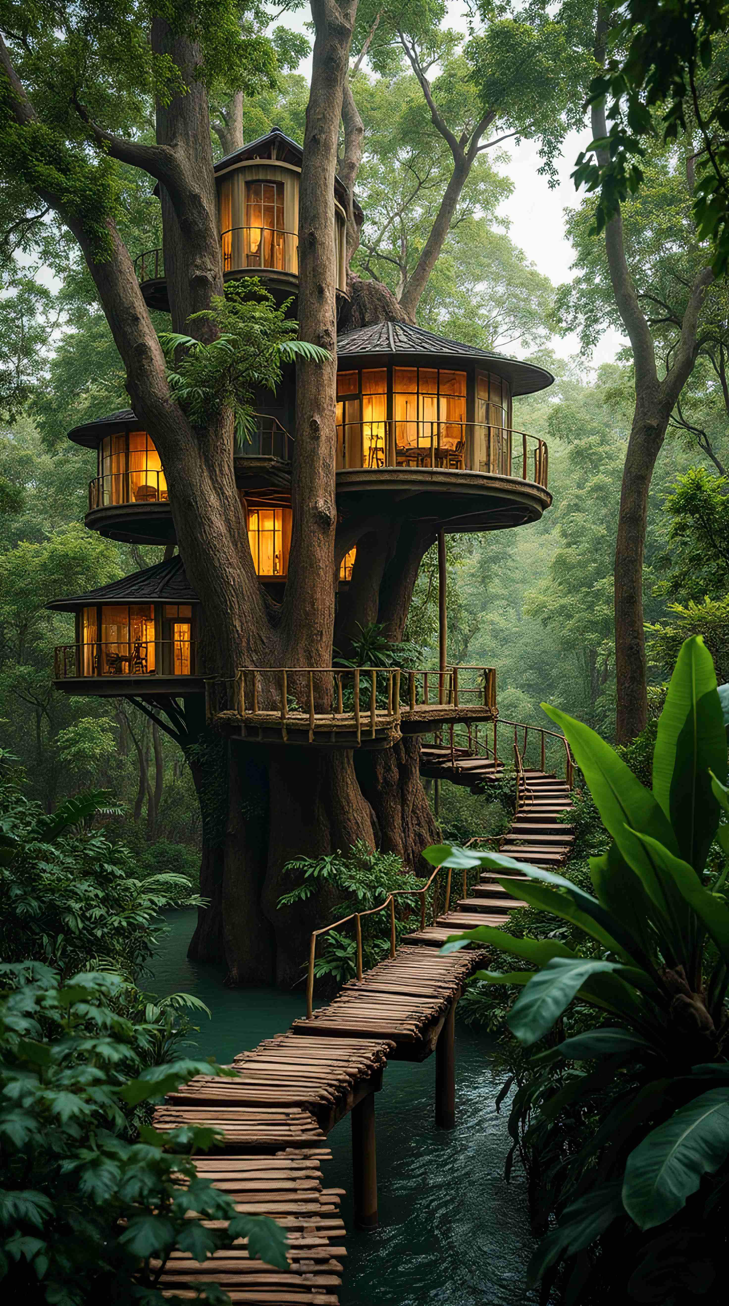 Luxury treehouse hotel in forest canopy