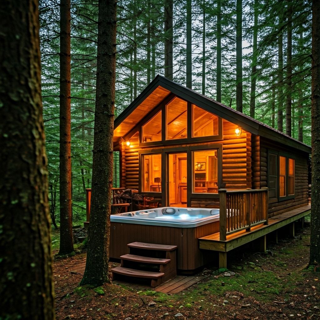 Woodland Retreat Cabin with hot tub deck